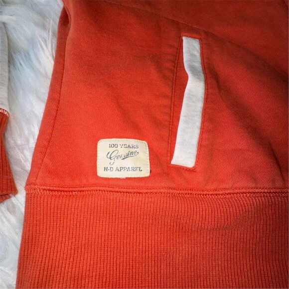 Harley Davidson Women's XL Orange Hooded Varsity Jacket Snap Closure Bikercore - Picture 6 of 14